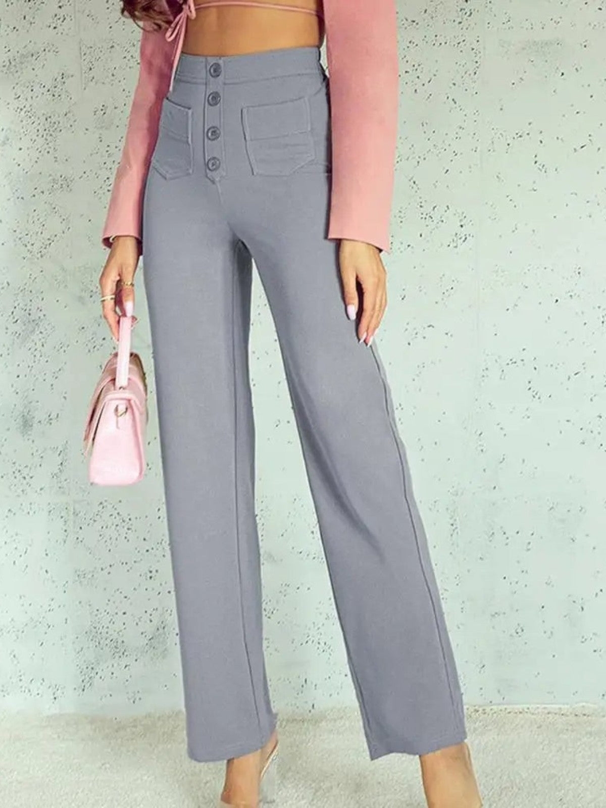 Ivy High-Waist Wide-Leg Stretch Trousers