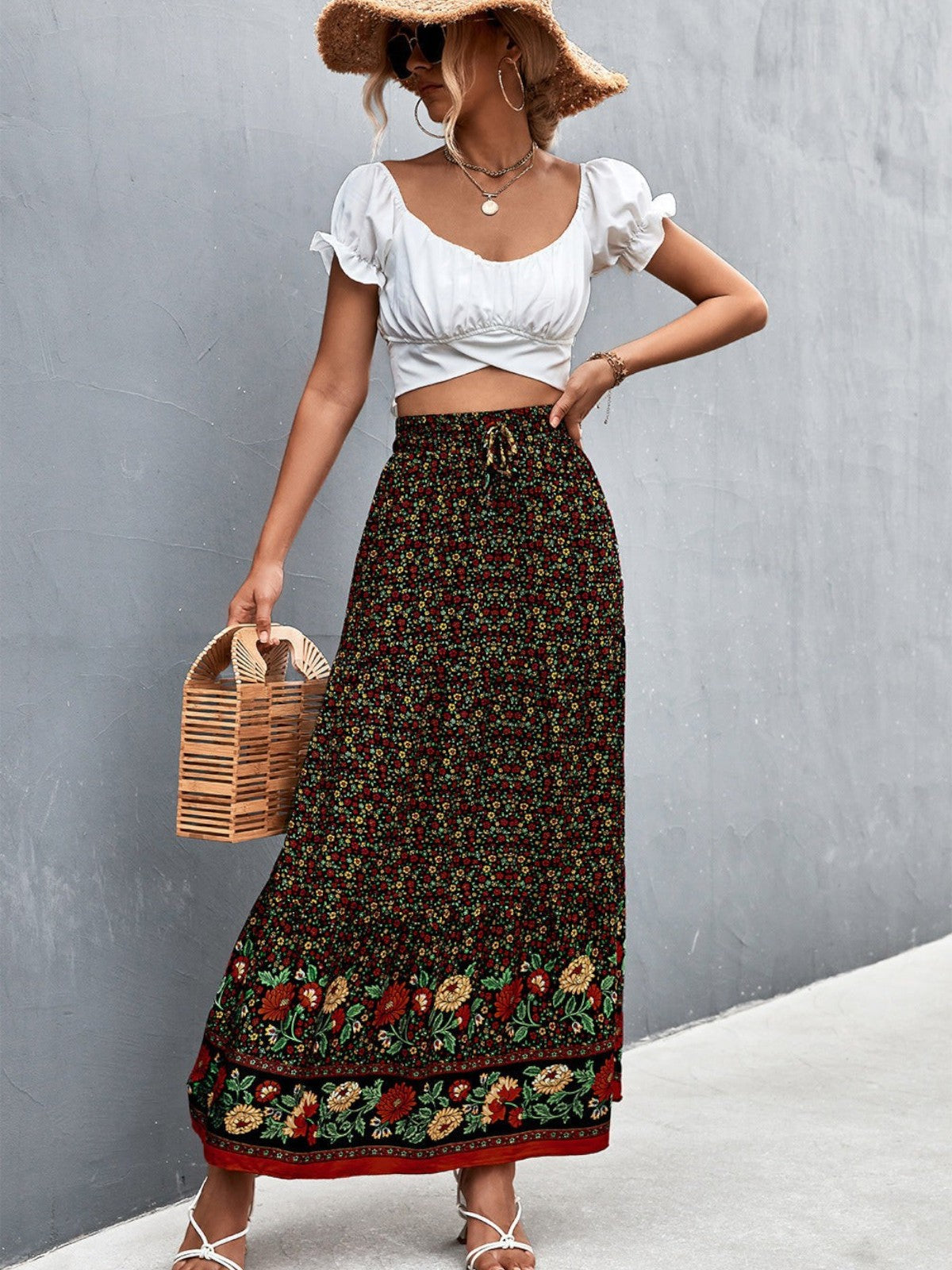 Luna Bohemian Floral Maxi Skirt