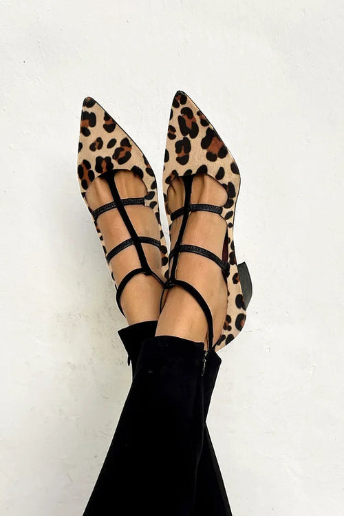 Bridget | Leopard Strap Ballet Heels