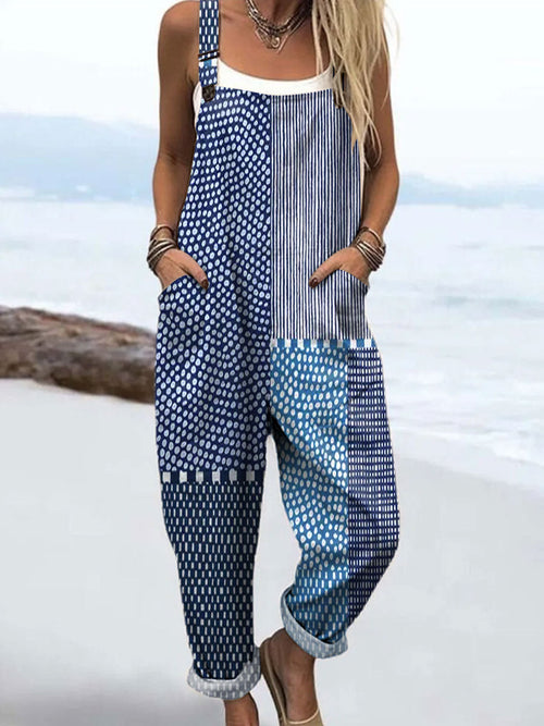 Florentina | Blue Patchwork Jumpsuit