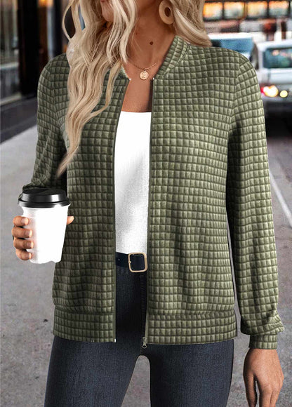 Claire White Jacquard Long Sleeve Stand Collar Track Jacket