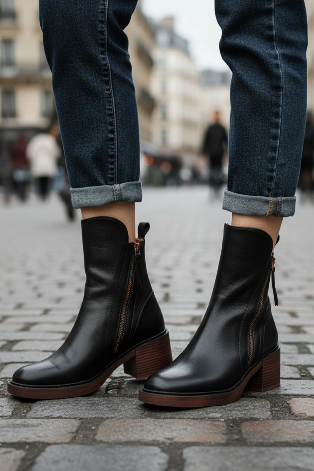 Valorine™ | Black leather boots