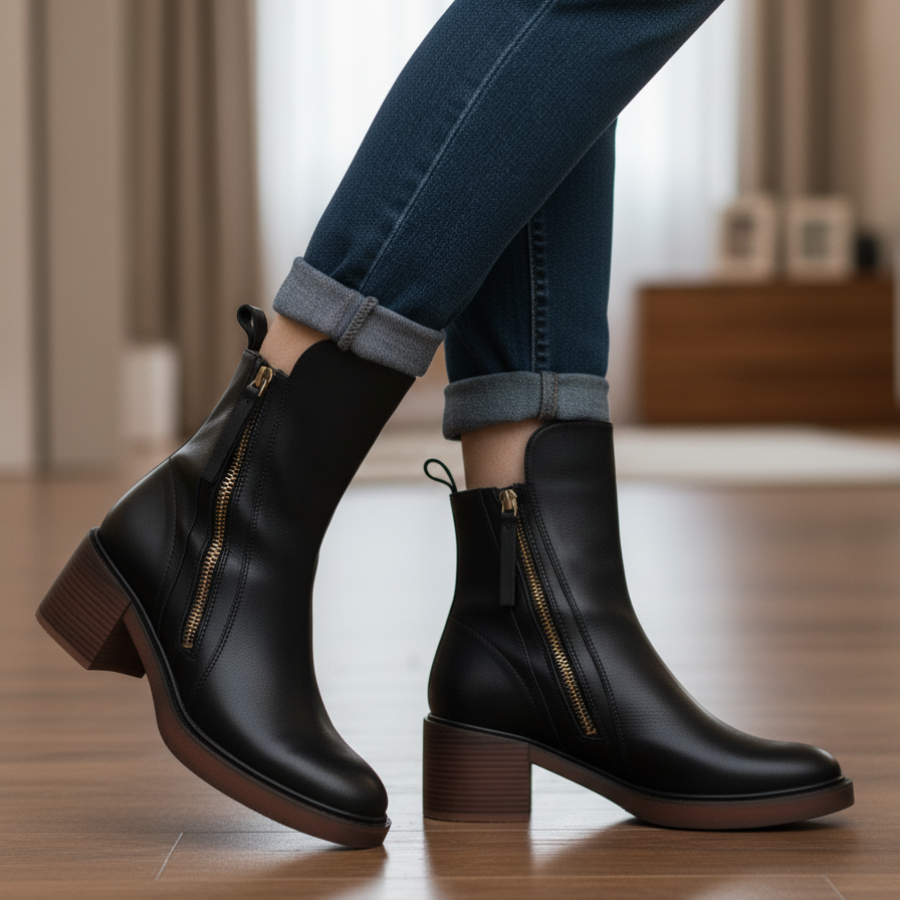 Valorine™ | Black leather boots