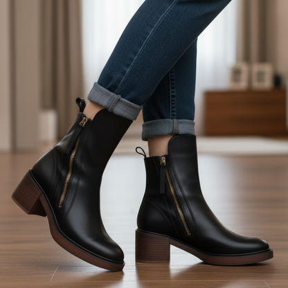 Valorine™ | Black leather boots