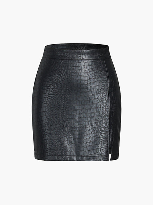 Luna Faux Leather Textured Mini Skirt