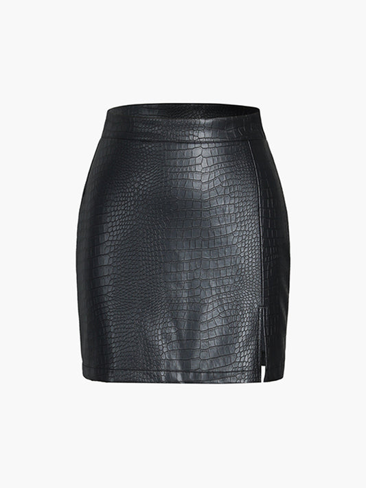 Luna Faux Leather Textured Mini Skirt