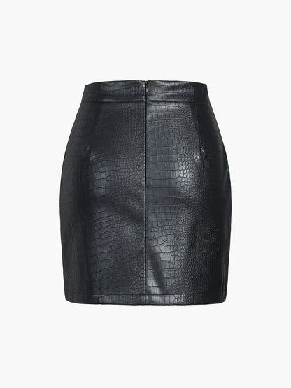Luna Faux Leather Textured Mini Skirt