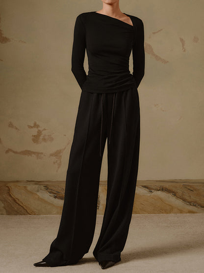 Fozia Rib-Knit Long Sleeve Top