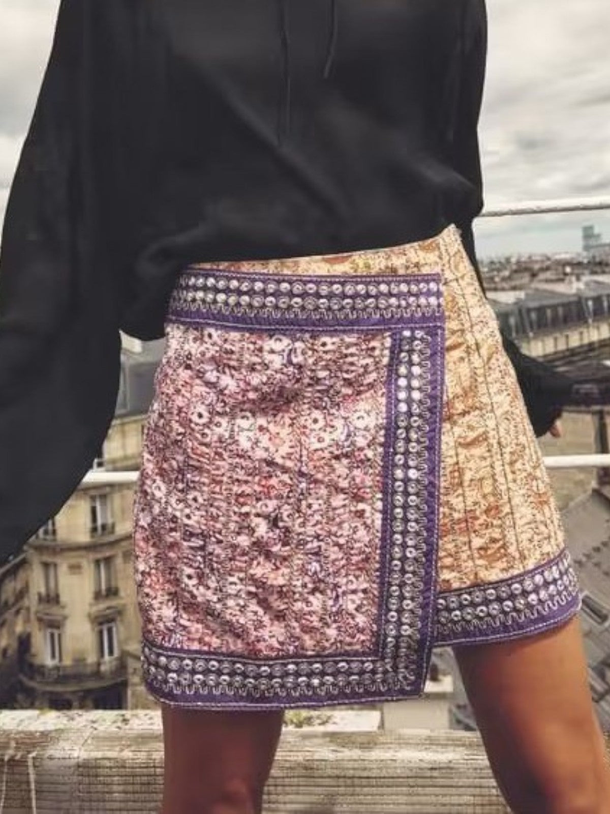 Leona Elegant Asymmetric Floral Mini Skirt