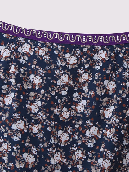 Leona Elegant Asymmetric Floral Mini Skirt