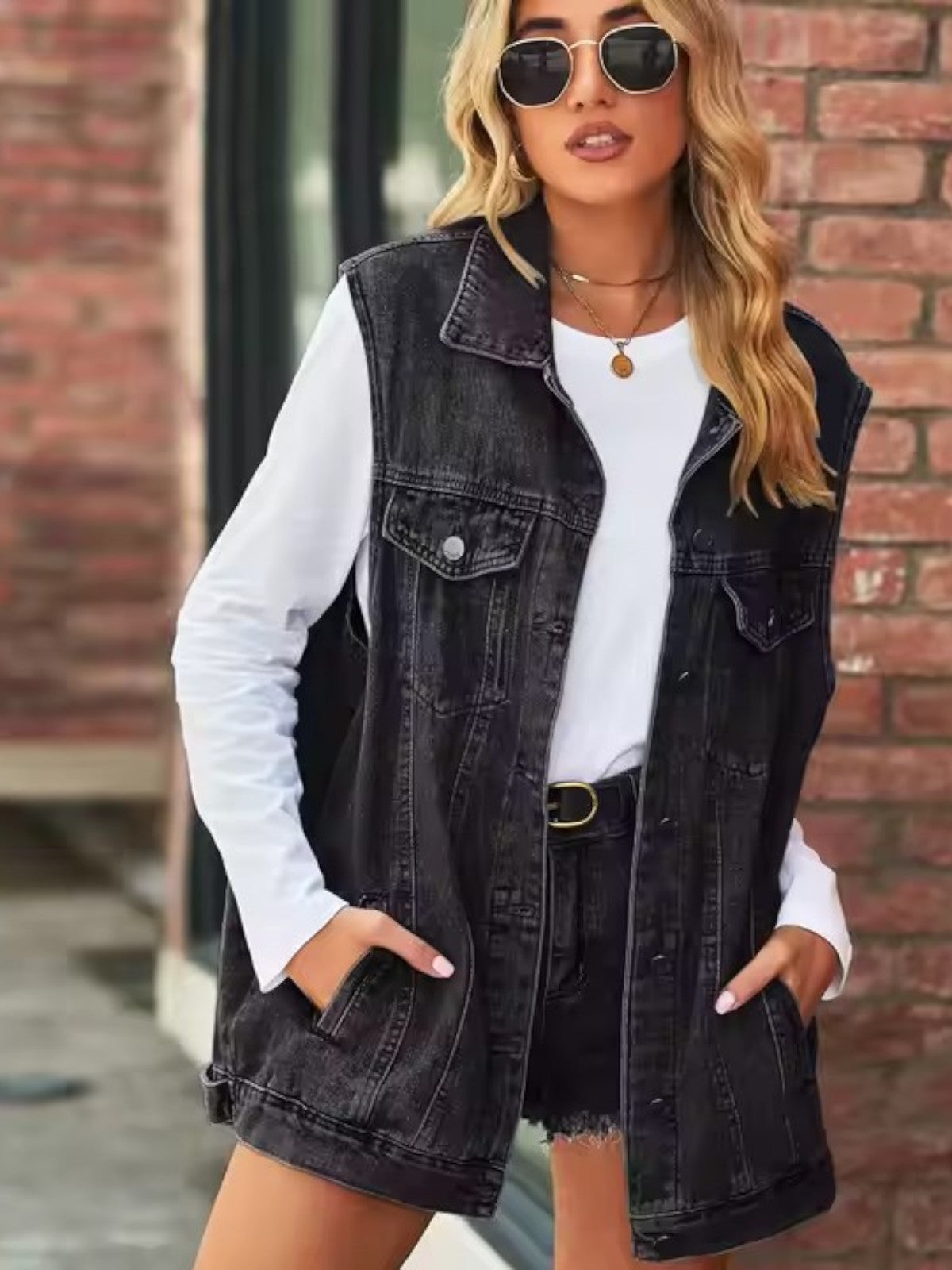 Mira Autumn Retro Denim Vest Jacket