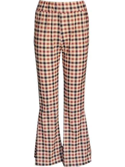Amelia Plaid High-Waist Flared Pants