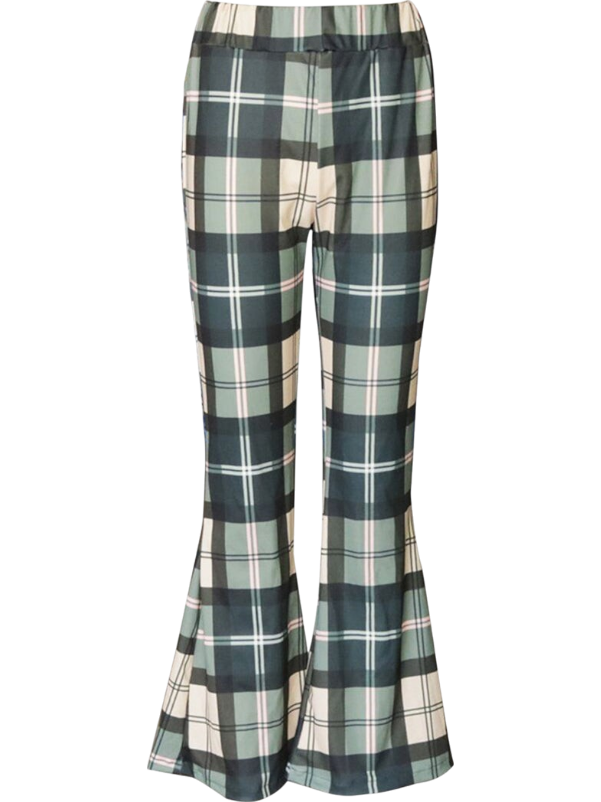 Amelia Plaid High-Waist Flared Pants