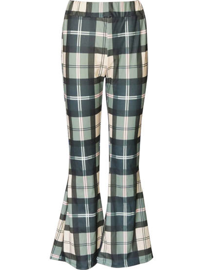 Amelia Plaid High-Waist Flared Pants