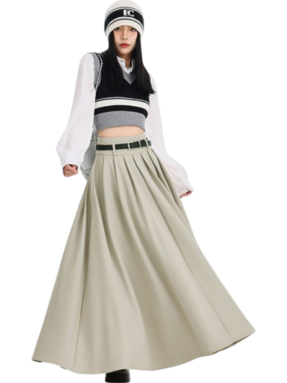 Mira Pleated Split Maxi Skirt