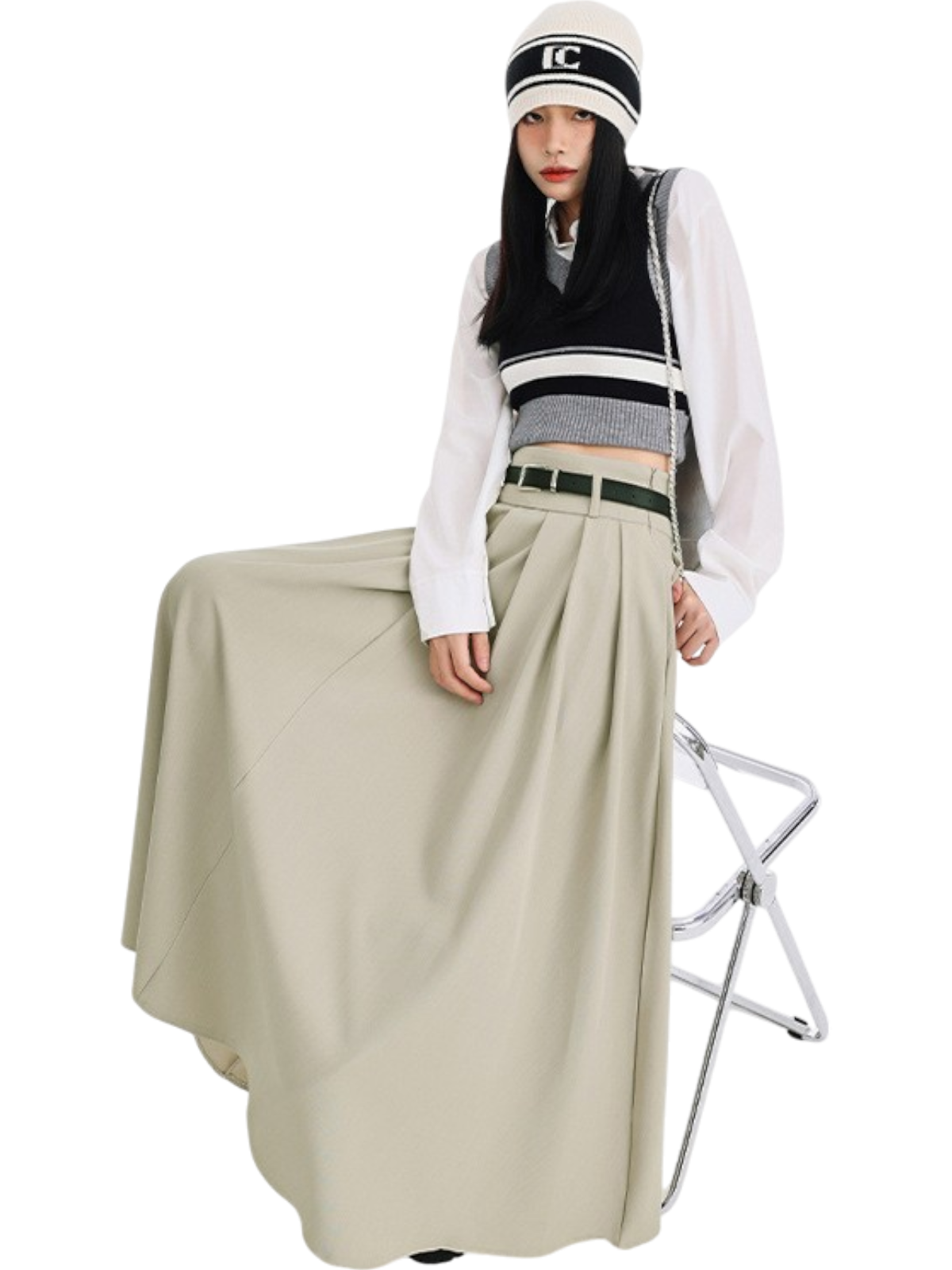 Mira Pleated Split Maxi Skirt