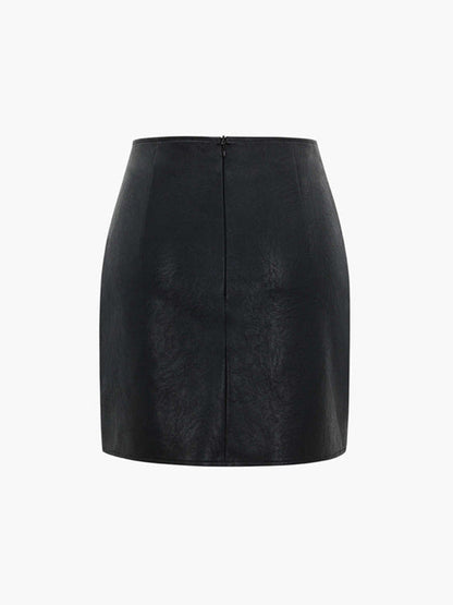 Lila Faux Leather Patchwork Pleated Mini Skirt