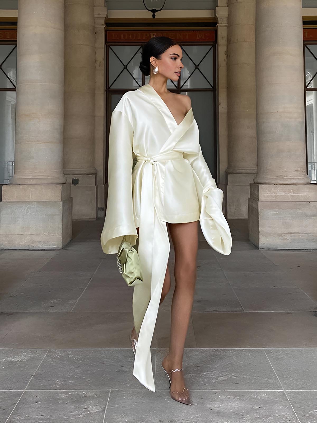 Ella V-Neck Belted Loose Shirt