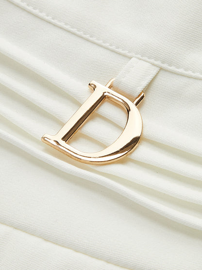 Aria Metal Letter Pleated Mini Skirt