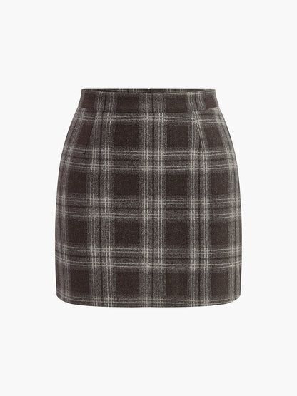 Grace Plaid Tweed Mini Skirt