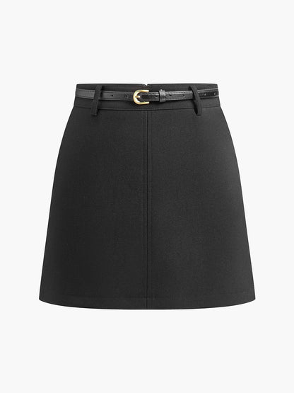 Leah Essential Mini Skirt with Slim Belt