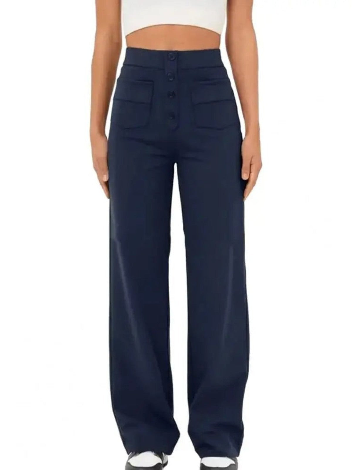 Ivy High-Waist Wide-Leg Stretch Trousers