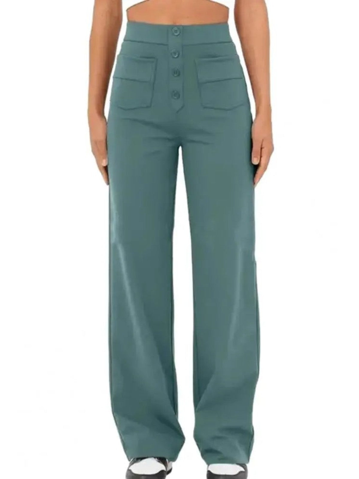 Ivy High-Waist Wide-Leg Stretch Trousers
