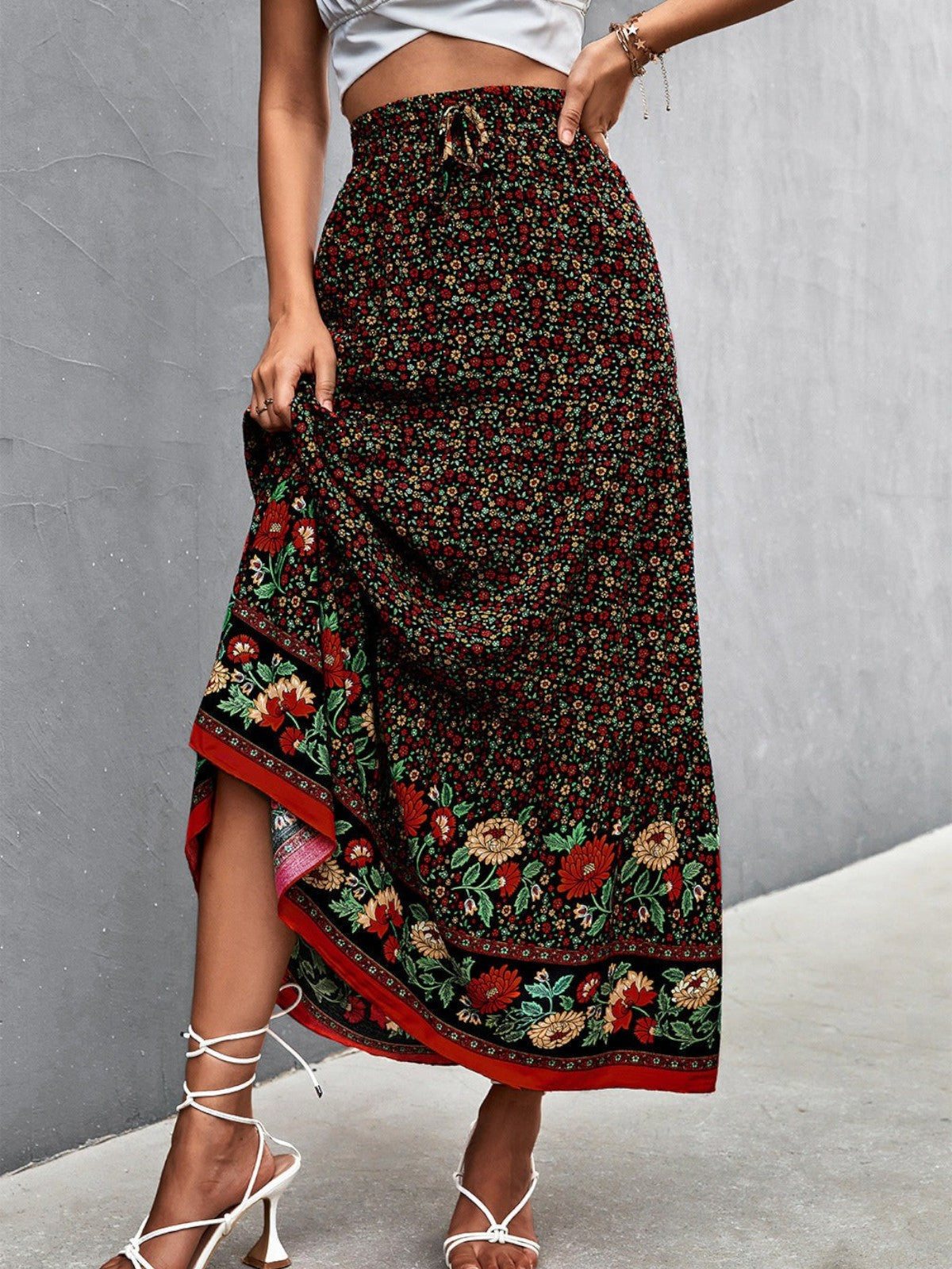 Luna Bohemian Floral Maxi Skirt