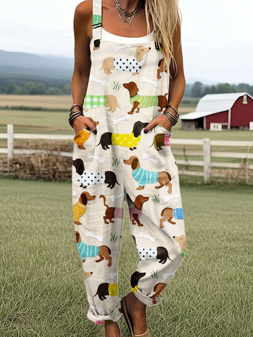 Florence | Playful Dog Print Jumpsuit